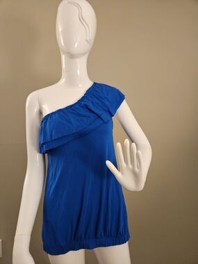 pitaya Women's One-Shoulder Blouse in Blue Like New